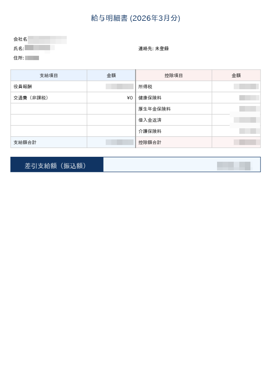 自動生成されるPDF給与明細